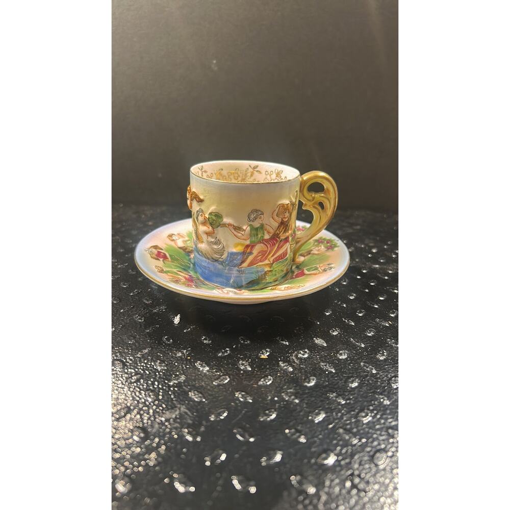 Rare Signed SGK Demitasse Mini Tea Cup with Saucer